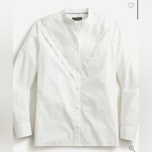 J. Crew Ruffle-trim 100% cotton poplin button-up button down shirt 12 M L